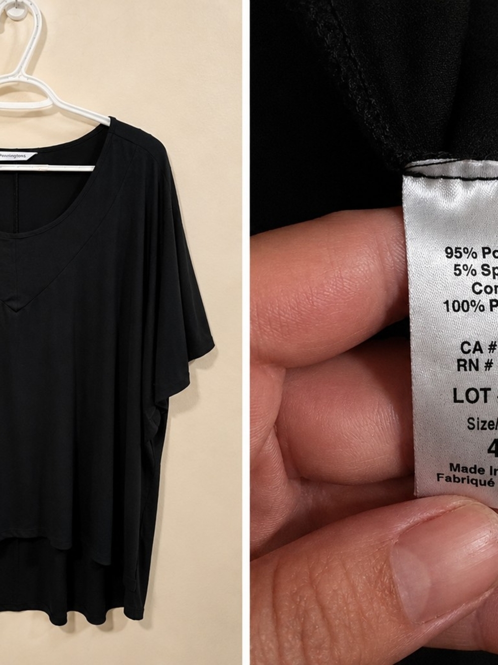 Penningtons Black Draped Short Sleeve Top